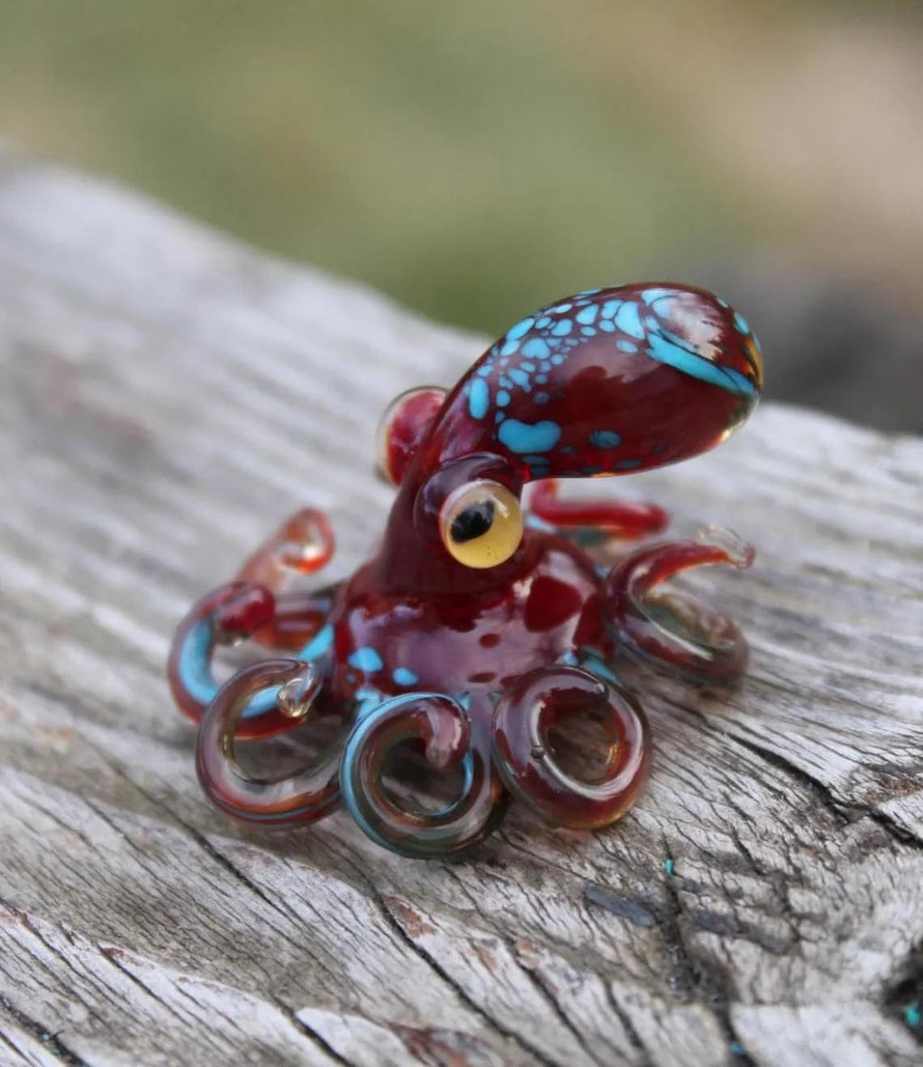 Blown Glass Orange and Blue Octopus glass figurine Octopus Glass Ocean Octopus Kraken Glass Octopus Figurine