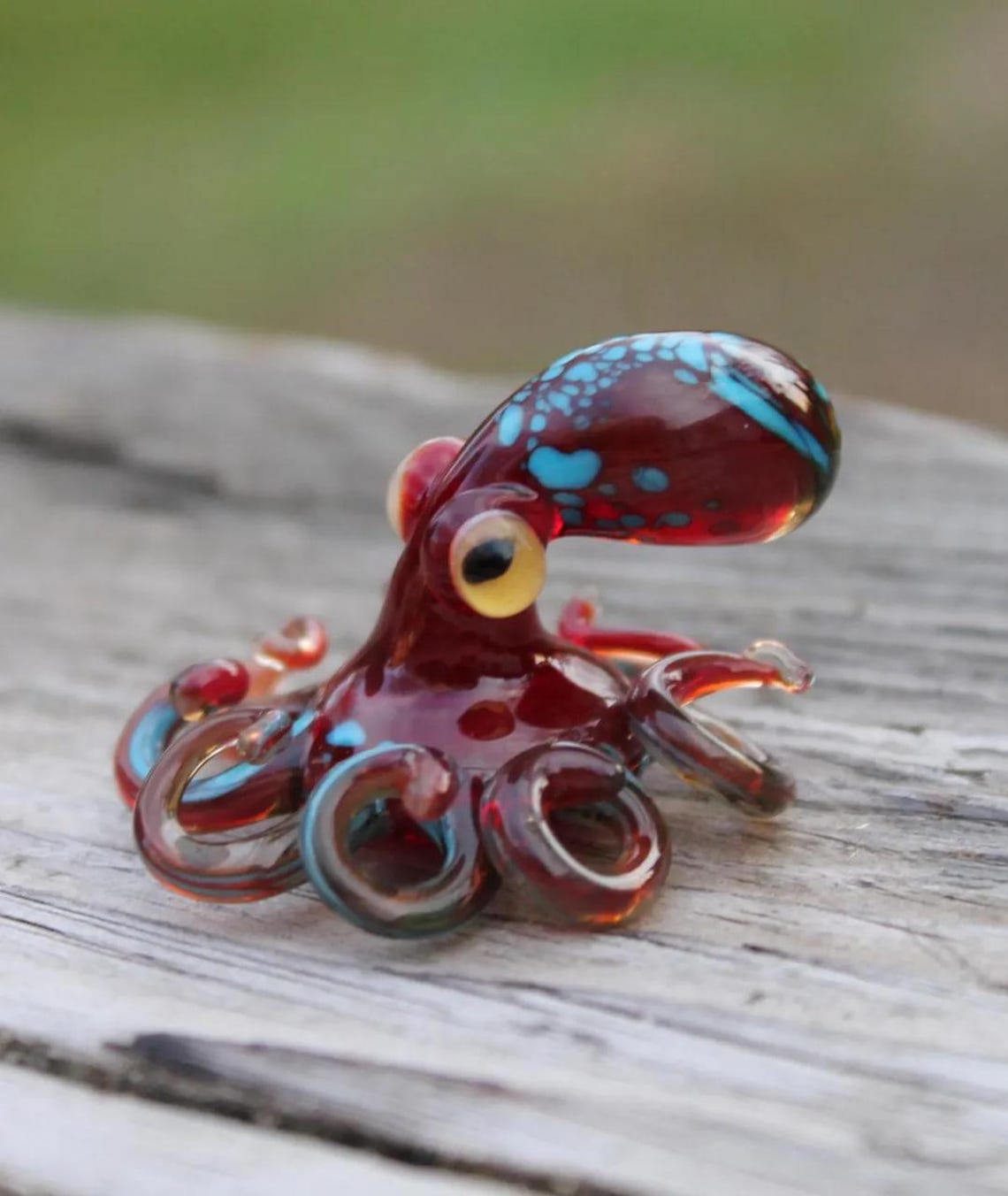 Blown Glass Orange and Blue Octopus glass figurine Octopus Glass Ocean Octopus Kraken Glass Octopus Figurine